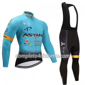 Completo Maglia ML + Pantaloncino con bretelle ML 2017 Astana Pro Team Donna N001